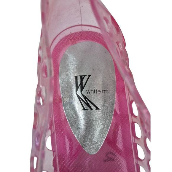 White Mountain Pink Jelly Shoes Polka Dot Cut Outs Small Wedge Heel Sz 9 - Picture 3 of 9